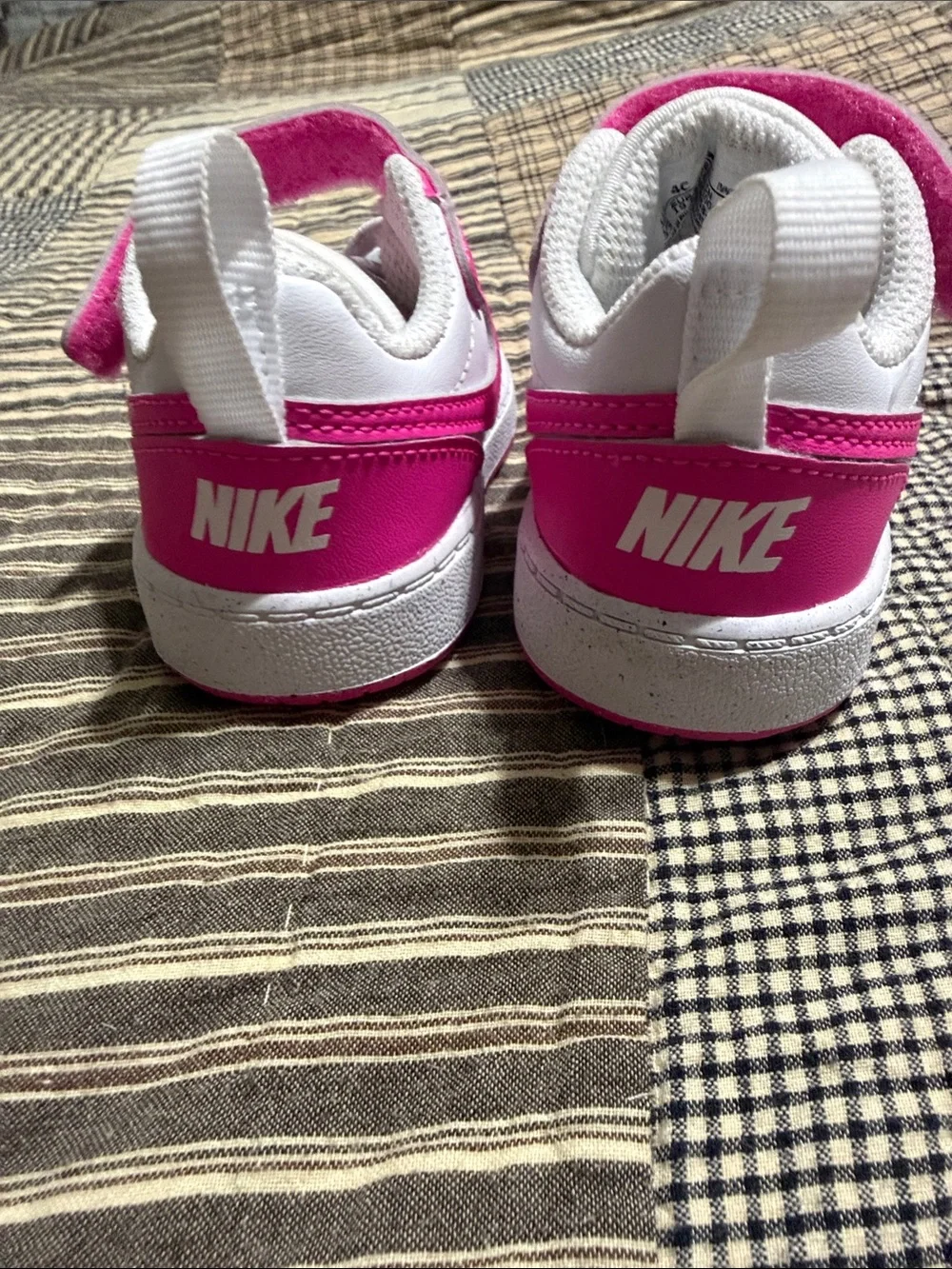 Nike Toddler White and Bright Pink Velcro Sneakers